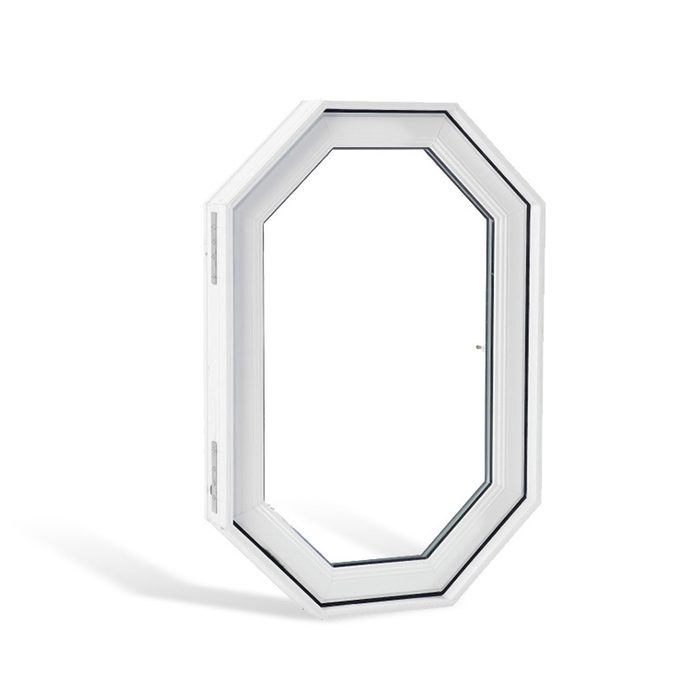 Fenêtre architecturale octogonale en PVC blanc